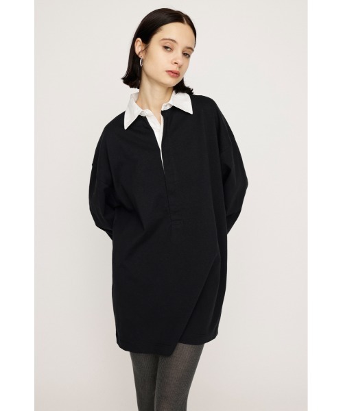 SLY RUGBY SHIRT S/OP M/BRN ラグビーシャツワンピスライ 限定展開】RUGBY SHIRT S/OP ラグビーシャツ ショートワンピース