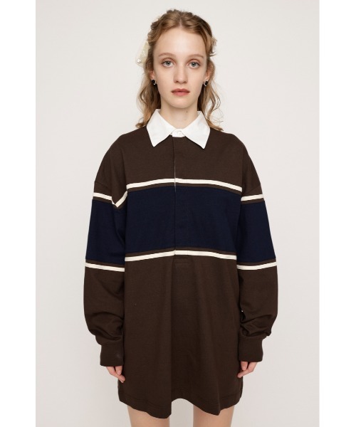 SLY RUGBY SHIRT S/OP M/BRN ラグビーシャツワンピスライ 限定展開】RUGBY SHIRT S/OP ラグビーシャツ ショートワンピース