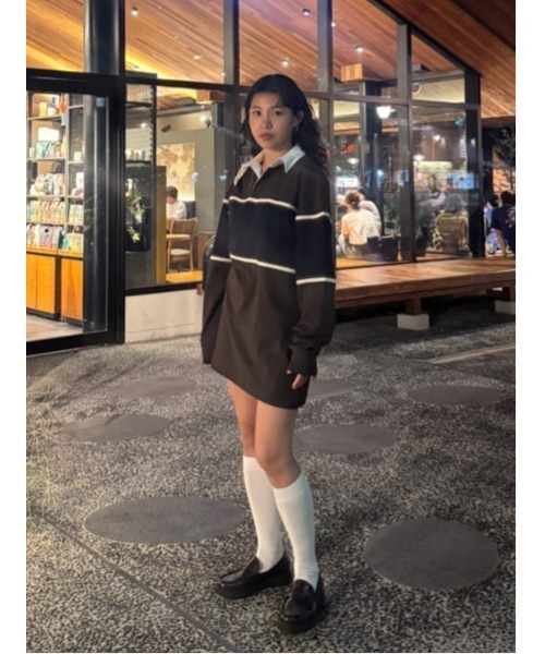 SLY（スライ）の「【限定展開】RUGBY SHIRT S/OP ラグビーシャツ ショートワンピース 秋服 冬服（ワンピース・レディース・ブラック/ブラウン系その他2・FREE）」の17枚目の写真