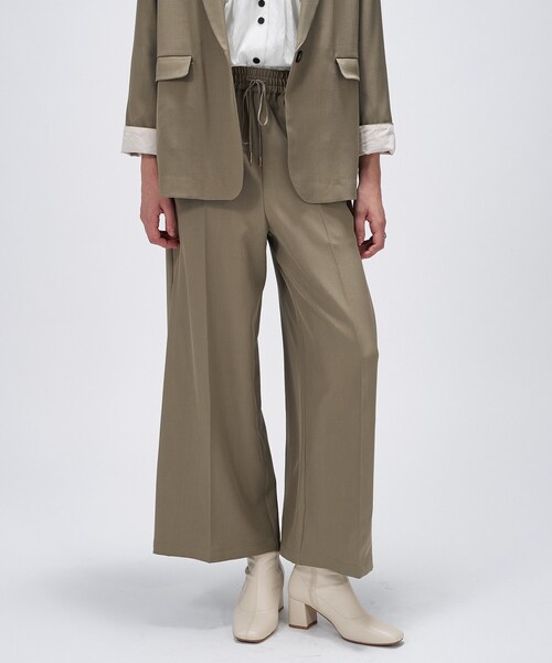 cloenc（クロエンス）の「【セットアップ／手洗い可】ツイルイージーワイドパンツ（その他パンツ・レディース・ブラック/カーキ/ダークブラウン・01/02/03）」の3枚目の写真