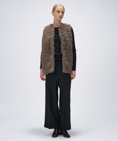 cloenc（クロエンス）の「【セットアップ／手洗い可】ツイルイージーワイドパンツ（その他パンツ・レディース・ブラック/カーキ/ダークブラウン・01/02/03）」の5枚目の写真