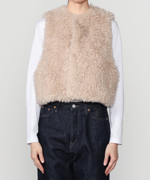 ルネ　エコファージレ(ベージュ) LE GLAZIK（ルグラジック）の「LE GLAZIK | エコファー ジレ WOMEN