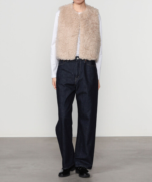 LE GLAZIK（ルグラジック）の「LE GLAZIK | エコファー ジレ WOMEN（その他アウター・レディース・ベージュ/ダークグレー・36）」の15枚目の写真