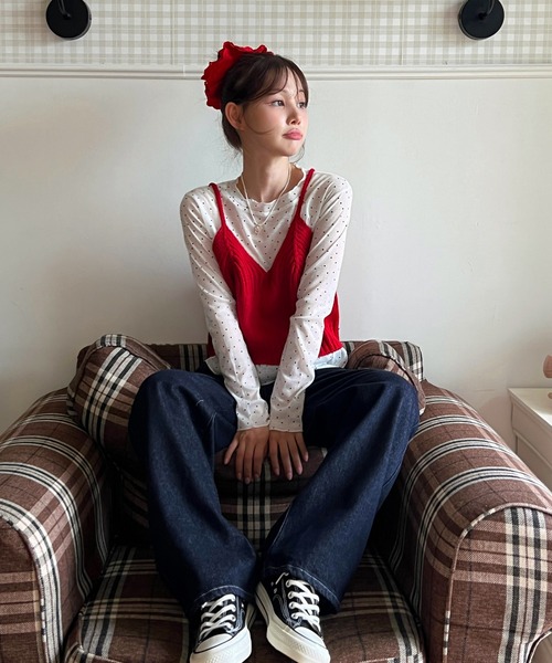 by muni:r(バイ ムニール)の「【着用動画あり・2色展開】ドットシアーロングスリーブTシャツ(Tシャツ/カットソー・レディース・ホワイト/グレー・FREE)」の9枚目の写真