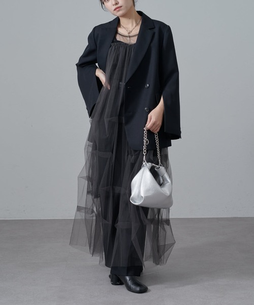 Lui's(ルイス)の「ソフトチュールバブルドレスワンピース(ワンピース・レディース・チャコールグレー/ブラック・FREE)」の2枚目の写真