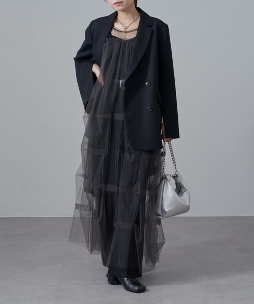 Lui's(ルイス)の「ソフトチュールバブルドレスワンピース(ワンピース・レディース・チャコールグレー/ブラック・FREE)」の4枚目の写真