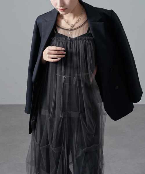 Lui's(ルイス)の「ソフトチュールバブルドレスワンピース(ワンピース・レディース・チャコールグレー/ブラック・FREE)」の8枚目の写真