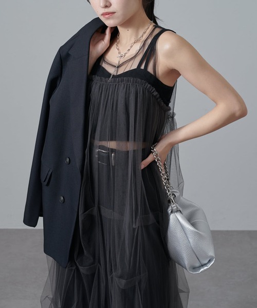 Lui's(ルイス)の「ソフトチュールバブルドレスワンピース(ワンピース・レディース・チャコールグレー/ブラック・FREE)」の13枚目の写真