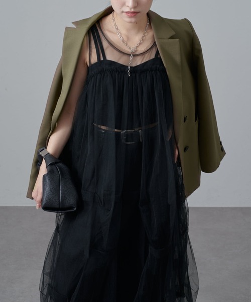 Lui's(ルイス)の「ソフトチュールバブルドレスワンピース(ワンピース・レディース・チャコールグレー/ブラック・FREE)」の18枚目の写真