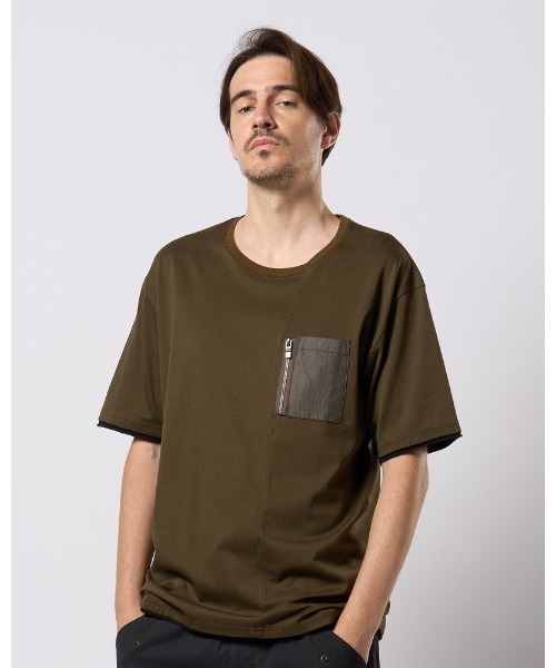 wjk（ダヴルジェイケイ）の「cool touch zip-pocket S/S（Tシャツ/カットソー・メンズ・ホワイト/ブラック/カーキ/グレー・SMALL/MEDIUM/LARGE/X-LARGE）」の4枚目の写真