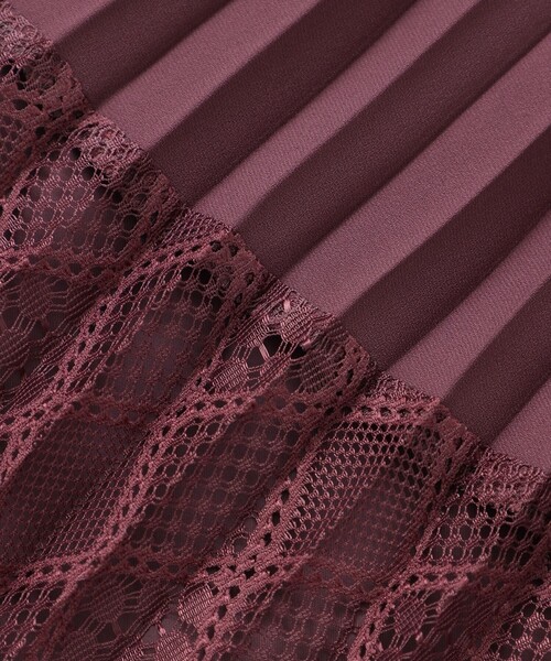 セール】レースコンビパウダリージョーゼット プリーツスカート