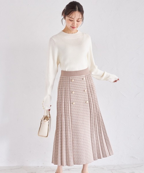 スカート1点ニット3点 ZOZO限定】フロントボタン千鳥柄ニットスカート（スカート）｜tocco
