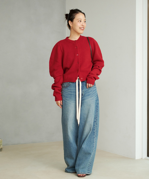 plage(プラージュ)の「JANE SMITH / ジェーンスミス 別注 7G BIG SHOULDER CREW カーディガン(カーディガン/ボレロ・レディース・レッド/グレー・FREE)」の17枚目の写真