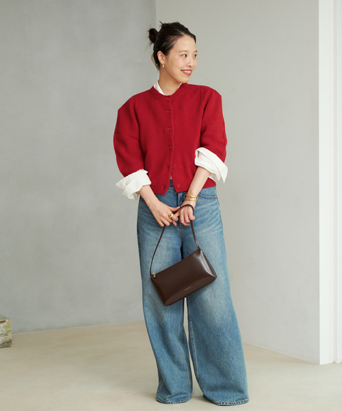 plage(プラージュ)の「JANE SMITH / ジェーンスミス 別注 7G BIG SHOULDER CREW カーディガン(カーディガン/ボレロ・レディース・レッド/グレー・FREE)」の16枚目の写真
