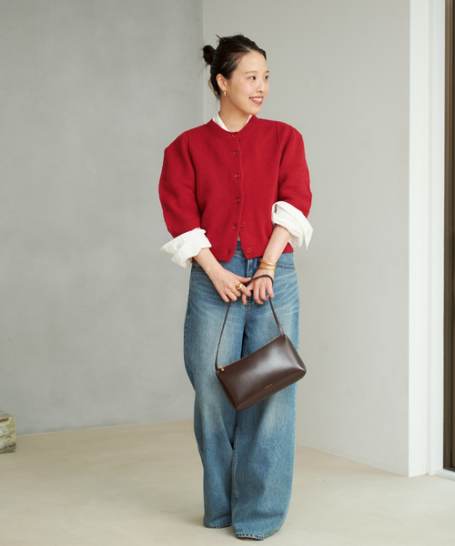 plage(プラージュ)の「JANE SMITH / ジェーンスミス 別注 7G BIG SHOULDER CREW カーディガン(カーディガン/ボレロ・レディース・レッド/グレー・FREE)」の13枚目の写真