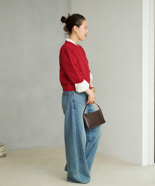 plage(プラージュ)の「JANE SMITH / ジェーンスミス 別注 7G BIG SHOULDER CREW カーディガン(カーディガン/ボレロ・レディース・レッド/グレー・FREE)」の14枚目の写真