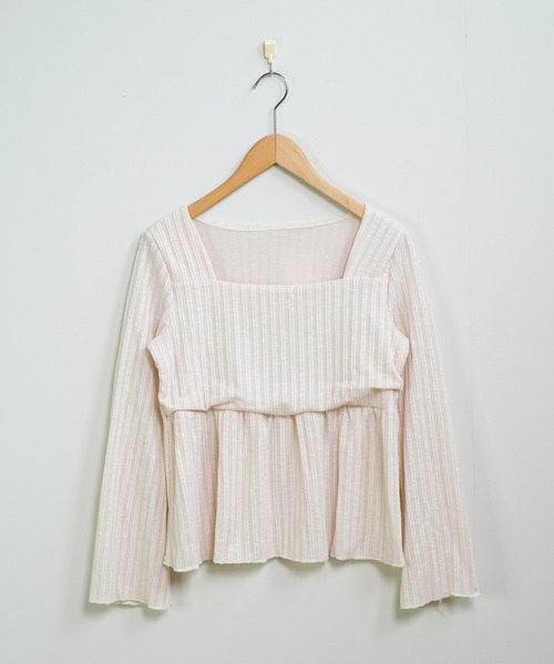 shopnikoniko（ショップニコニコ）の「ペプラムニット トップス 長袖 スクエアネック トップス（ニット/セーター・レディース・ホワイト/ブラック/ブラウン・フリー）」の14枚目の写真