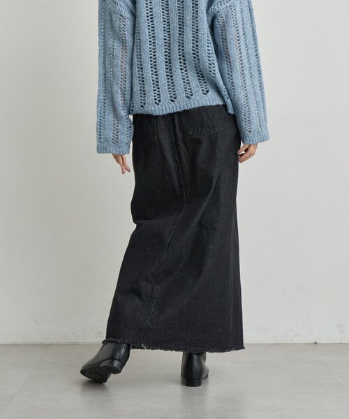 un dix cors（アンディコール）の「《大人カジュアルに◎》裾フリンジデニムスカート（デニムスカート・レディース・グレー/ネイビー/ブラック・FREE）」の6枚目の写真