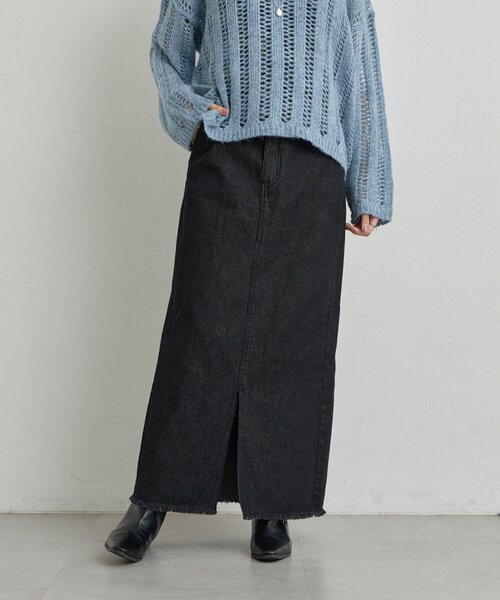 un dix cors（アンディコール）の「《大人カジュアルに◎》裾フリンジデニムスカート（デニムスカート・レディース・グレー/ネイビー/ブラック・FREE）」の7枚目の写真