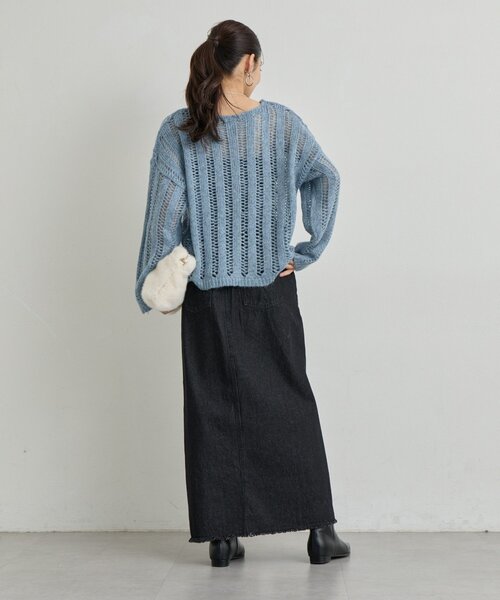 un dix cors（アンディコール）の「《大人カジュアルに◎》裾フリンジデニムスカート（デニムスカート・レディース・グレー/ネイビー/ブラック・FREE）」の10枚目の写真