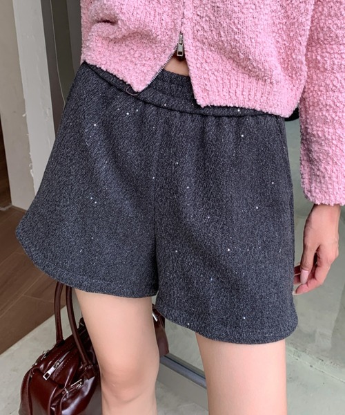 yuue' ( wear )(ユーイ)の「ラメグリッターショートパンツ/キラキラショーツ(その他パンツ・レディース・ブラック/グレー・FREE)」の1枚目の写真
