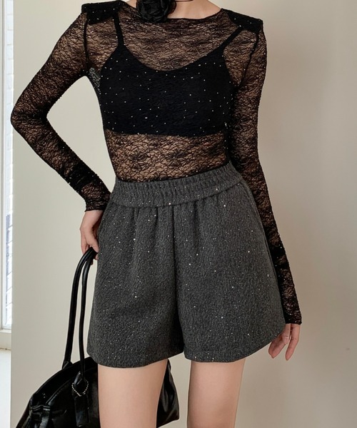 yuue' ( wear )(ユーイ)の「ラメグリッターショートパンツ/キラキラショーツ(その他パンツ・レディース・ブラック/グレー・FREE)」の16枚目の写真