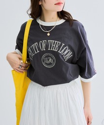 【FRUIT OF THE LOOM】ヴィンテージ風 リンガーTシャツ 袖ワッペン