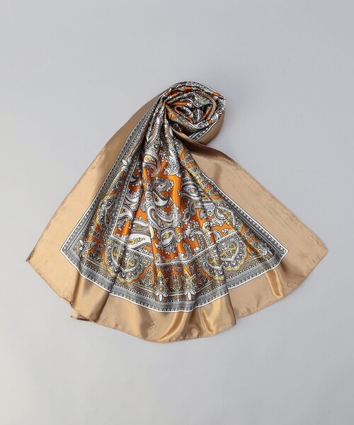 coen(コーエン)の「ペイズリー柄プリント大判スカーフ(バンダナ/スカーフ・レディース・オレンジ/ダークグリーン・FREE)」の2枚目の写真