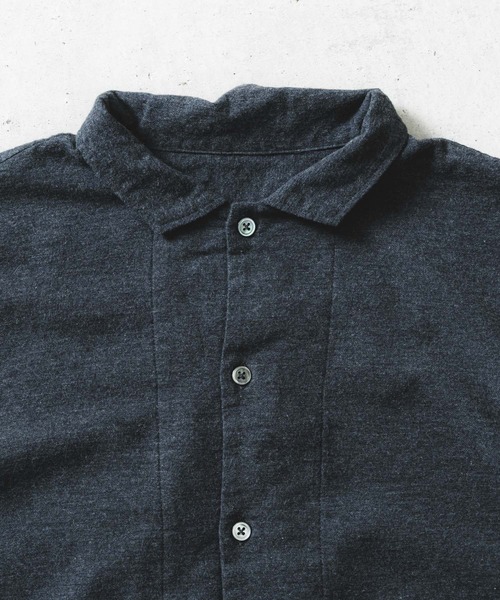 quadro（クオドロ）の「コットンメランジフランネルラウンドヘムシャツカバーオール（カバーオール・レディース・チャコール/ダークネイビー/オートミール・FREE）」の6枚目の写真