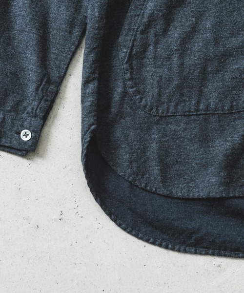 quadro（クオドロ）の「コットンメランジフランネルラウンドヘムシャツカバーオール（カバーオール・レディース・チャコール/ダークネイビー/オートミール・FREE）」の11枚目の写真