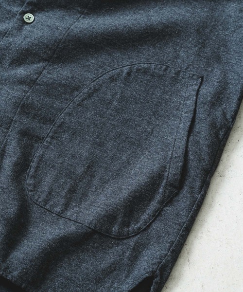 quadro（クオドロ）の「コットンメランジフランネルラウンドヘムシャツカバーオール（カバーオール・レディース・チャコール/ダークネイビー/オートミール・FREE）」の12枚目の写真