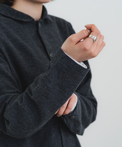 quadro（クオドロ）の「コットンメランジフランネルラウンドヘムシャツカバーオール（カバーオール・レディース・チャコール/ダークネイビー/オートミール・FREE）」の21枚目の写真