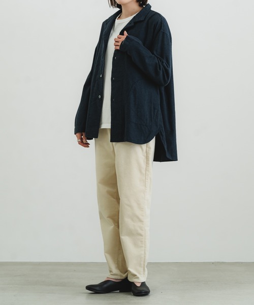 quadro（クオドロ）の「コットンメランジフランネルラウンドヘムシャツカバーオール（カバーオール・レディース・チャコール/ダークネイビー/オートミール・FREE）」の19枚目の写真