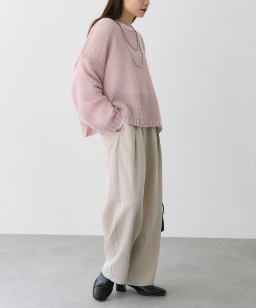 PUAL CE CIN（ピュアルセシン）の「ソフトツイルイージーパンツ（スラックス・レディース・ブラック/グレイッシュベージュ/オリーブ・FREE）」の8枚目の写真