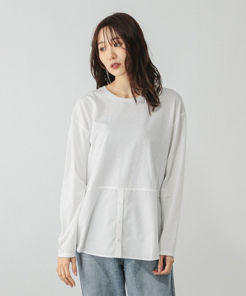 GLOBAL WORK（グローバルワーク）の「ヘビロッTEEアソート切り替えプルオーバー/580895（Tシャツ/カットソー・レディース・ホワイト系その他2/ホワイト/ブラック・LARGE/MEDIUM）」の2枚目の写真