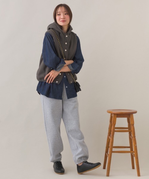 OMNES（オムネス）の「OMNES×FRUIT OF THE LOOM 裏起毛スウェットパンツ（スウェットパンツ・レディース・ネイビー/グレー・LARGE/MEDIUM）」の6枚目の写真