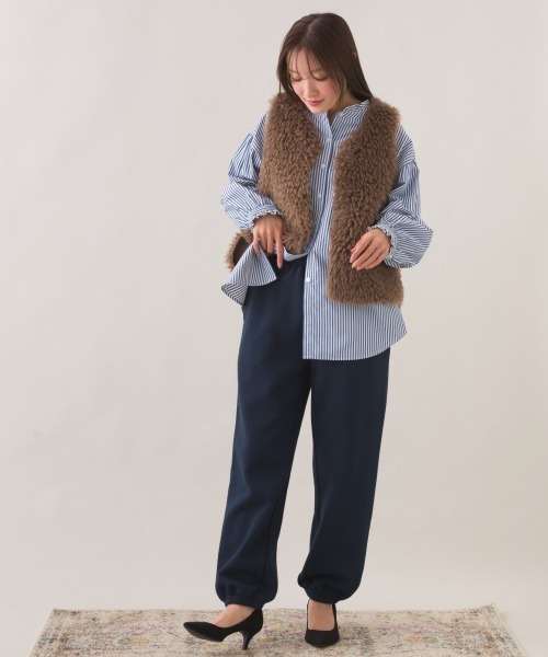 OMNES（オムネス）の「OMNES×FRUIT OF THE LOOM 裏起毛スウェットパンツ（スウェットパンツ・レディース・ネイビー/グレー・LARGE/MEDIUM）」の11枚目の写真