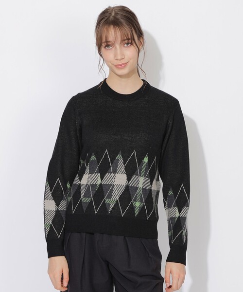 CB CRESTBRIDGE(シービークレストブリッジ)の「クレストブリッジチェックアーガイルニット(ニット/セーター・レディース・チャコールグレー/オフホワイト/ブラック・1/3)」の11枚目の写真