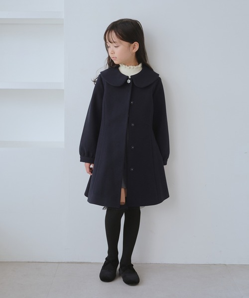 ヴィンテージ　コート　ビジュー KIDS/キッズ】ビジューボタン衿つきAラインコート/リンクコーデ