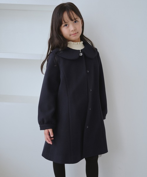 KIDS/キッズ】ビジューボタン衿つきAラインコート/リンクコーデ
