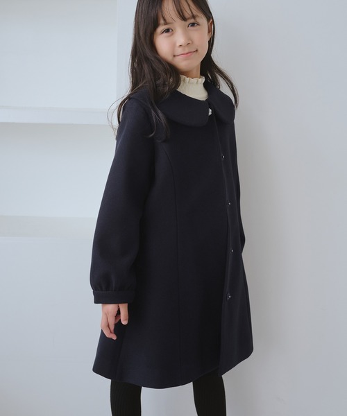 KIDS/キッズ】ビジューボタン衿つきAラインコート/リンクコーデ