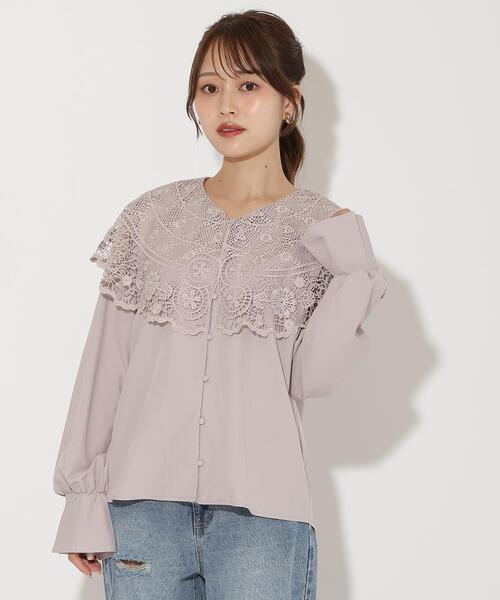 AND COUTURE(アンドクチュール)の「レースカラーブラウス(シャツ/ブラウス・レディース・オフホワイト/ピンク/ネイビー・FREE)」の3枚目の写真