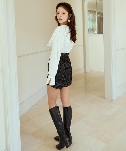 AND COUTURE(アンドクチュール)の「レースカラーブラウス(シャツ/ブラウス・レディース・オフホワイト/ピンク/ネイビー・FREE)」の9枚目の写真