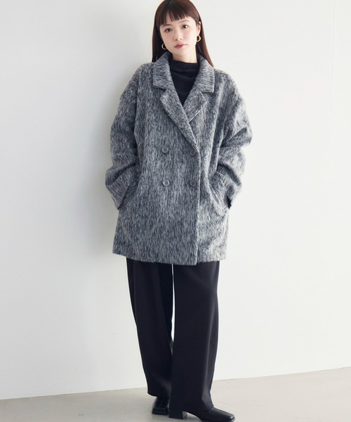 RETRO GIRL（レトロガール）の「【WEB限定】シャギーダブルブレストコート（テーラードジャケット・レディース・チャコールグレー/ブラウン/ブラック/アイボリー・FREE）」の8枚目の写真