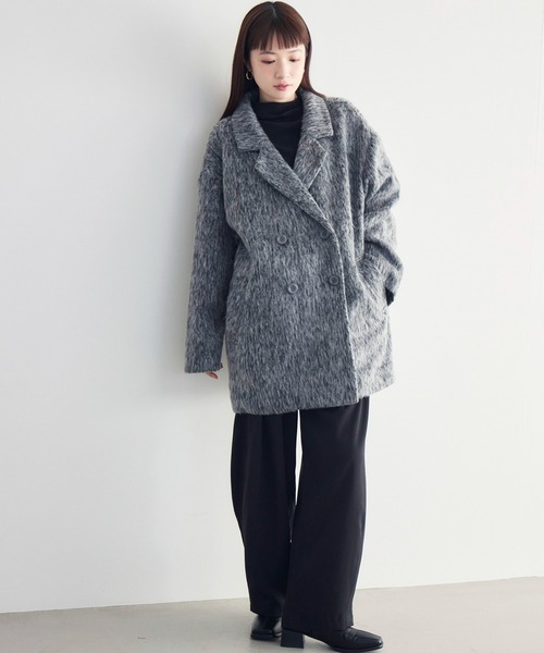 RETRO GIRL（レトロガール）の「【WEB限定】シャギーダブルブレストコート（テーラードジャケット・レディース・チャコールグレー/ブラウン/ブラック/アイボリー・FREE）」の9枚目の写真