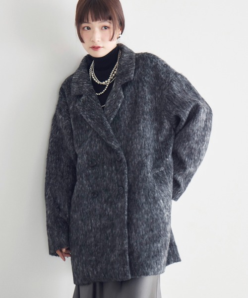 RETRO GIRL（レトロガール）の「【WEB限定】シャギーダブルブレストコート（テーラードジャケット・レディース・チャコールグレー/ブラウン/ブラック/アイボリー・FREE）」の15枚目の写真