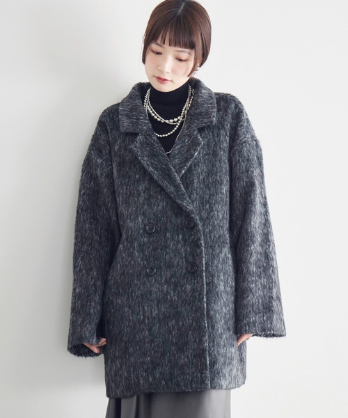 RETRO GIRL（レトロガール）の「【WEB限定】シャギーダブルブレストコート（テーラードジャケット・レディース・チャコールグレー/ブラウン/ブラック/アイボリー・FREE）」の16枚目の写真
