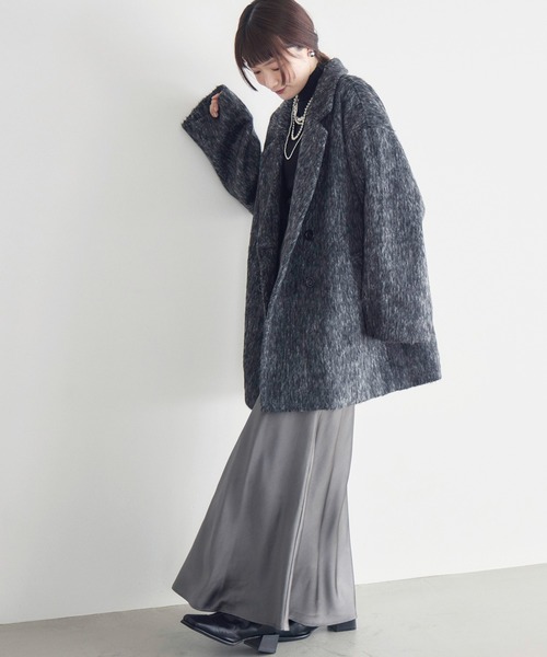 RETRO GIRL（レトロガール）の「【WEB限定】シャギーダブルブレストコート（テーラードジャケット・レディース・チャコールグレー/ブラウン/ブラック/アイボリー・FREE）」の20枚目の写真