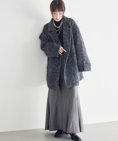 RETRO GIRL（レトロガール）の「【WEB限定】シャギーダブルブレストコート（テーラードジャケット・レディース・チャコールグレー/ブラウン/ブラック/アイボリー・FREE）」の17枚目の写真
