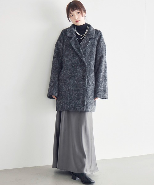 RETRO GIRL（レトロガール）の「【WEB限定】シャギーダブルブレストコート（テーラードジャケット・レディース・チャコールグレー/ブラウン/ブラック/アイボリー・FREE）」の22枚目の写真